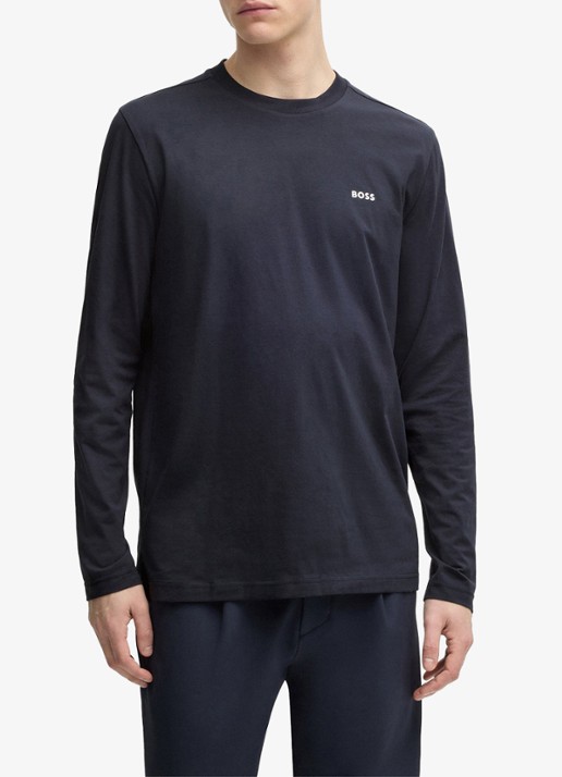 BOSS Longsleeve met logo - detail royalblauw