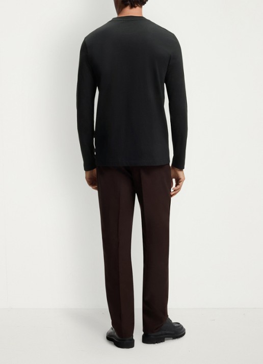 BOSS Longsleeve met logoborduring - achterkant zwart