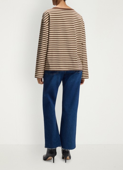 BOSS Longsleeve met streepprint  - achterkant bruin