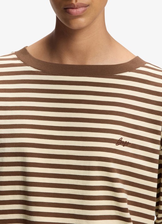 BOSS Longsleeve met streepprint  - detail 3 bruin