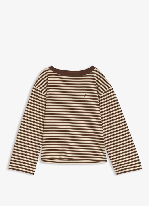 BOSS Longsleeve met streepprint  - voorkant 4 bruin