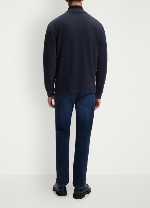BOSS Longsleeve met stretch - achterkant 3 blauw