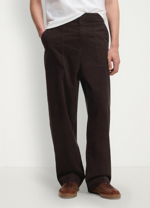BOSS Loose fit broek van corduroy met opgestikte zakken