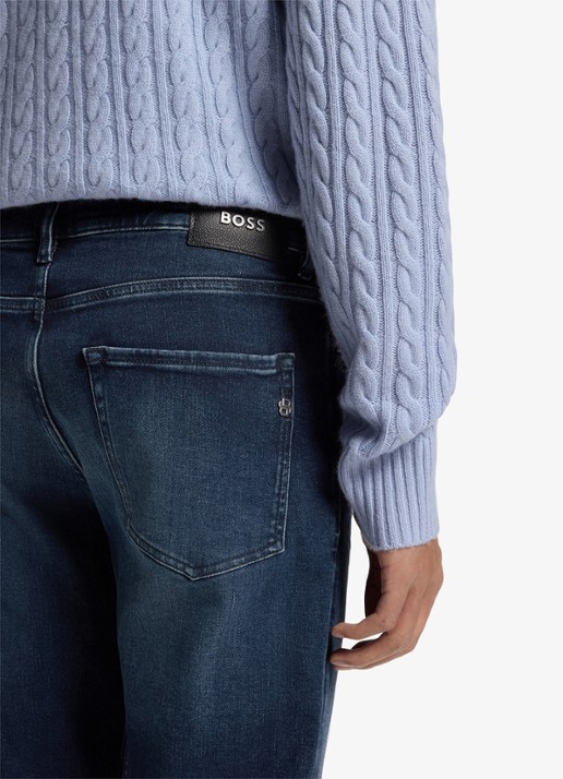 BOSS Loose fit jeans met donkere wassing - detail 5 donkerblauw