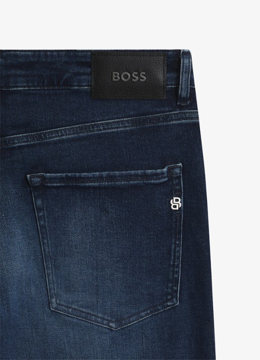 BOSS Loose fit jeans met donkere wassing - detail 6 donkerblauw
