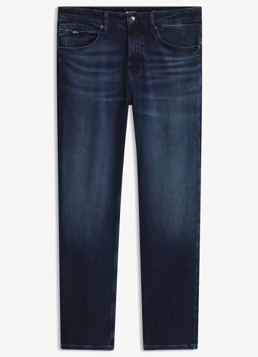 BOSS Loose fit jeans met donkere wassing - voorkant 2 donkerblauw