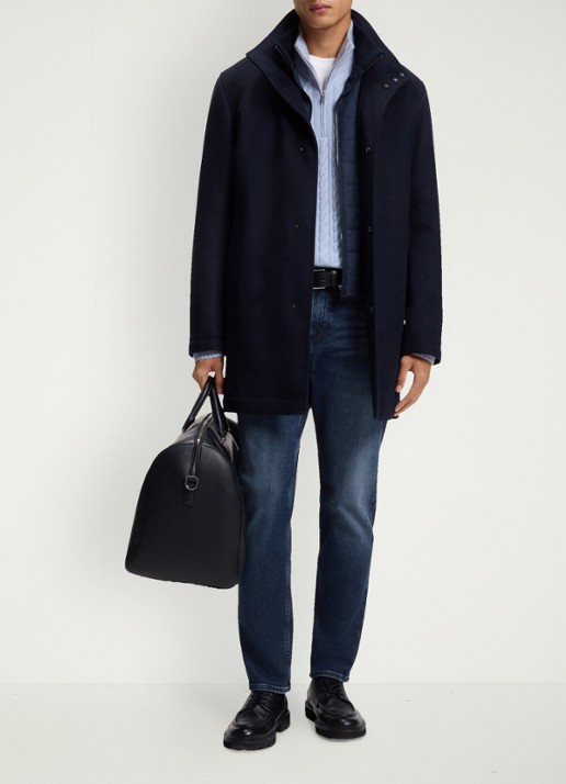 BOSS Loose fit jeans met donkere wassing - voorkant 3 donkerblauw