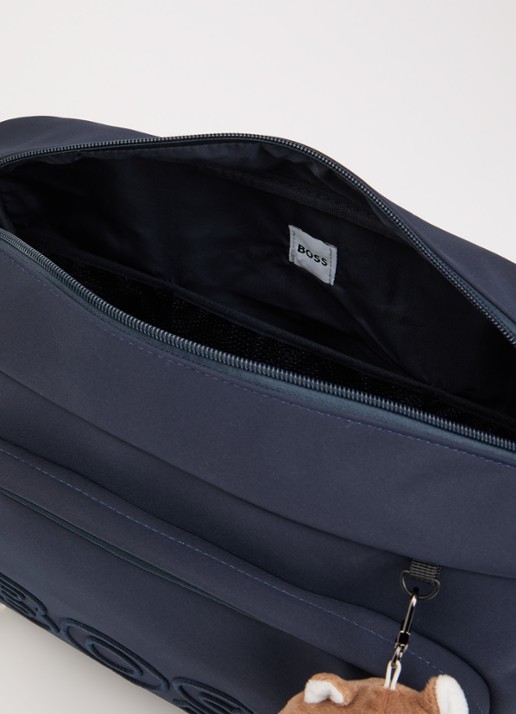 BOSS Luiertas met logoborduring en tasbedel  - detail 3 donkerblauw