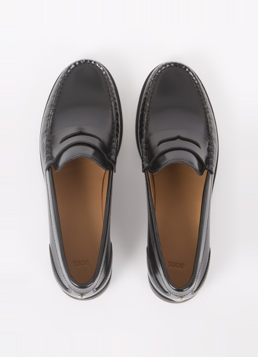 BOSS Lycia loafer van leer - detail 4 zwart
