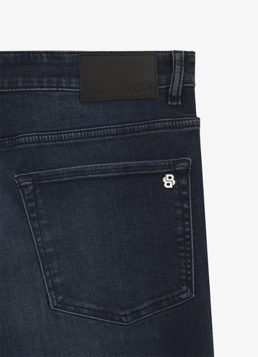 BOSS Maine regular fit jeans met donkere wassing - detail 3 donkerblauw