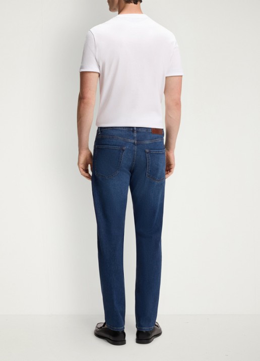 BOSS Maine regular fit jeans met donkere wassing - achterkant 6 indigo