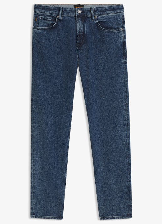 BOSS Maine straight fit jeans met medium wassing - voorkant indigo