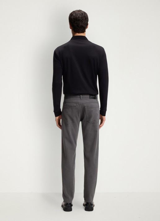 BOSS Maine straight fit pantalon met steekzakken  - achterkant 6 donkergrijs
