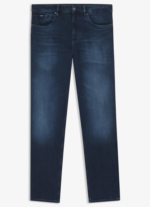 BOSS Maine straight leg jeans met donkere wassing - voorkant 5 indigo