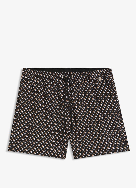 BOSS Manu zwemshorts met logoprint - voorkant zwart