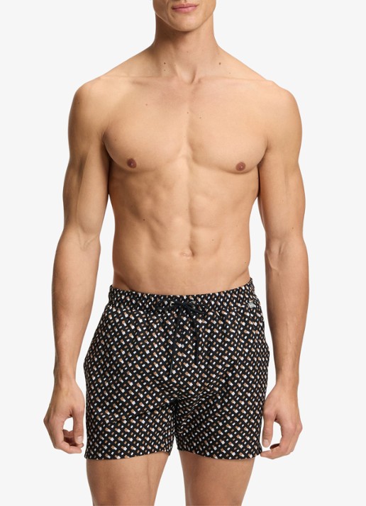 BOSS Manu zwemshorts met logoprint - voorkant 2 zwart