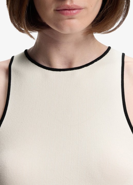 BOSS Maxi jurk met plissé - detail 4 gebroken wit