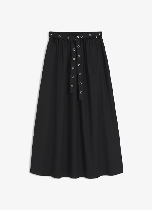 BOSS Maxi rok met strikceintuur en steekzakken - voorkant 4 zwart