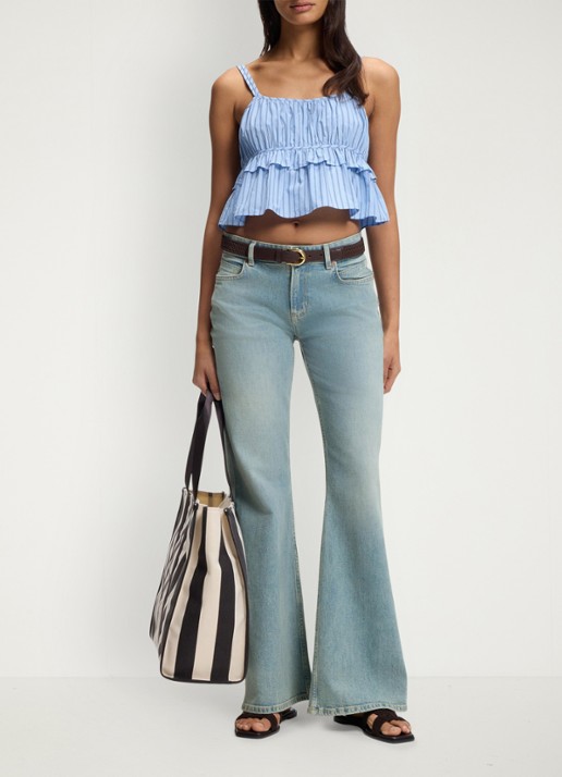 BOSS Mid waist flared jeans met lichte wassing  - voorkant 6 indigo