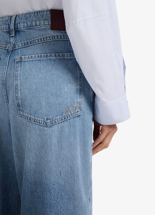 BOSS Mid waist loose fit korte broek van denim - detail 5 jeans