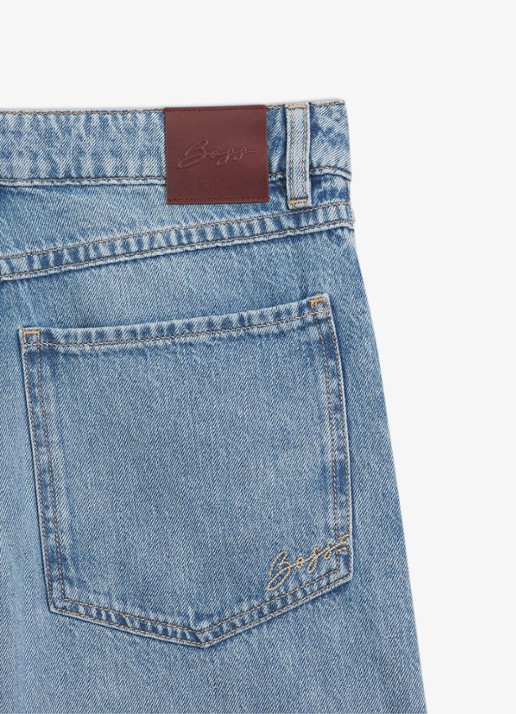 BOSS Mid waist loose fit korte broek van denim - detail 6 jeans