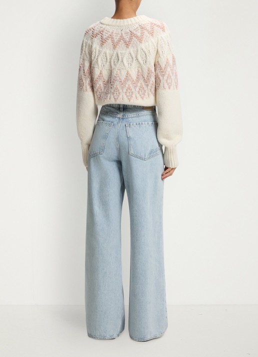 BOSS Mid waist straight leg jeans met lichte wassing  - achterkant 4 indigo