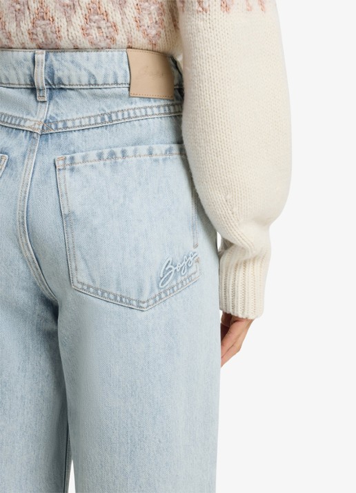 BOSS Mid waist straight leg jeans met lichte wassing  - detail 2 indigo