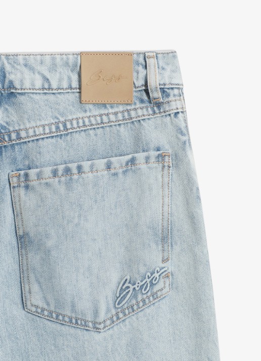 BOSS Mid waist straight leg jeans met lichte wassing  - detail 3 indigo