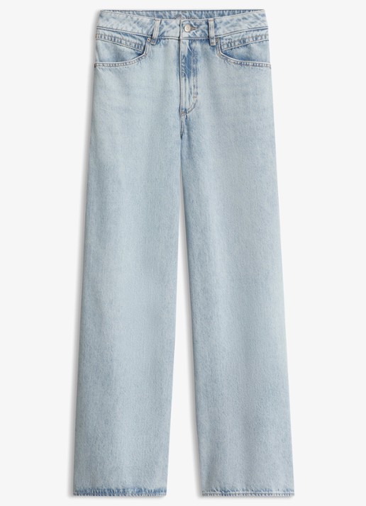 BOSS Mid waist straight leg jeans met lichte wassing  - voorkant 5 indigo