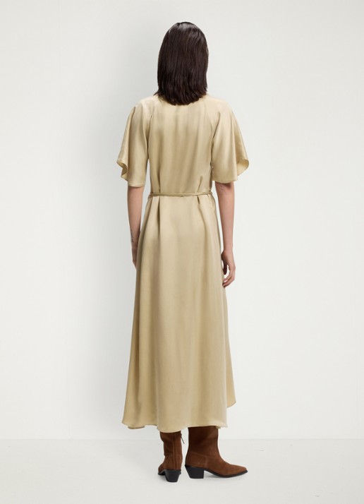BOSS Midi jurk met ceintuur - achterkant 6 rust/copper-222 / beige
