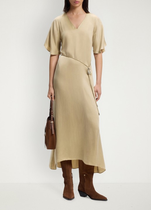 BOSS Midi jurk met ceintuur - voorkant 2 rust/copper-222 / beige