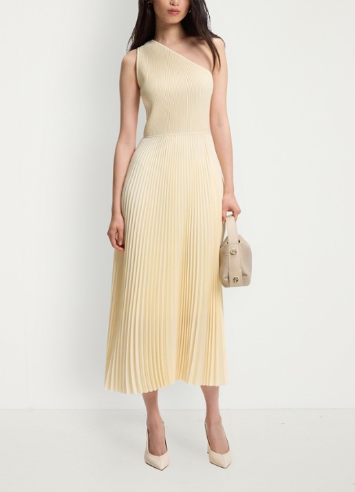 BOSS Midi jurk met plooien - voorkant 2 beige