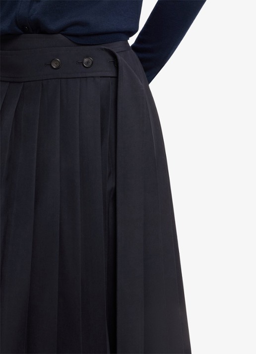 BOSS Midi plooirok in wolblend - detail 4 donkerblauw