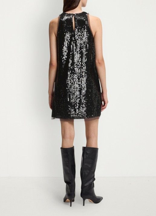 BOSS Mini jurk met pailletten - achterkant 5 black-001 / zwart