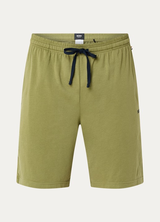 BOSS Mix&Match loose fit korte broek van sweatstof met steekzakken - voorkant medium green-311 / groen