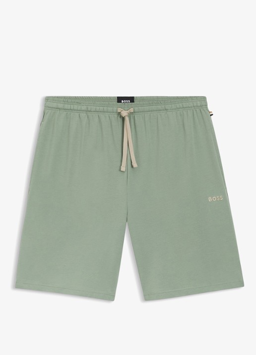BOSS Mix&Match loose fit korte broek van sweatstof met steekzakken - voorkant light/pastel green-330 / groen