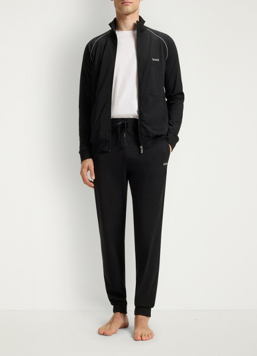 BOSS Mix&Match loungebroek met logoborduring - voorkant 5 zwart