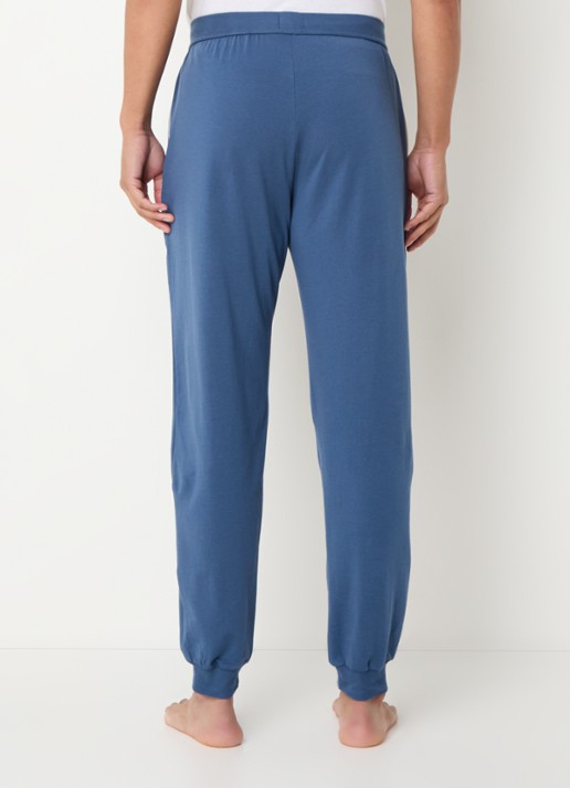 BOSS Mix&Match pyjamabroek met logoborduring en steekzakken - achterkant 3 staalblauw