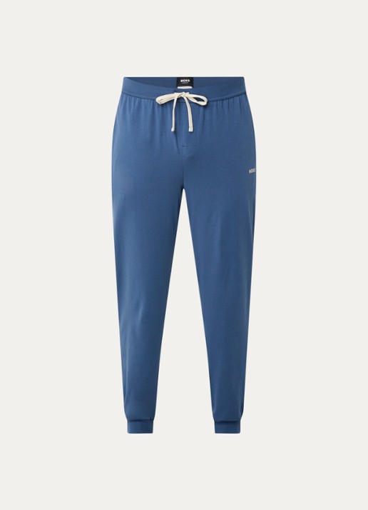 BOSS Mix&Match pyjamabroek met logoborduring en steekzakken - voorkant staalblauw