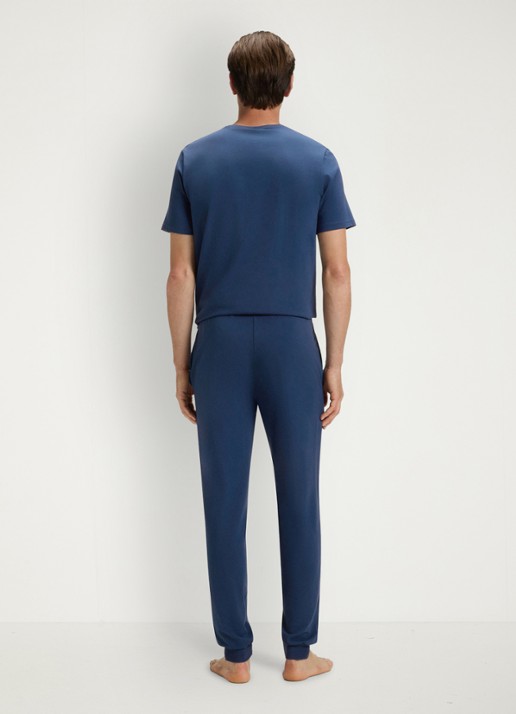 BOSS Mix&Match pyjamabroek met logoborduring en steekzakken - achterkant 5 petrol