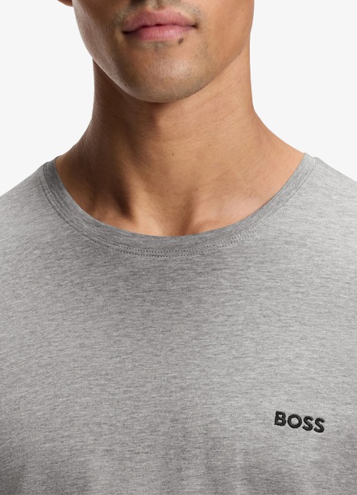 BOSS Mix&Match pyjamatop met logoborduring - detail 2 middengrijs