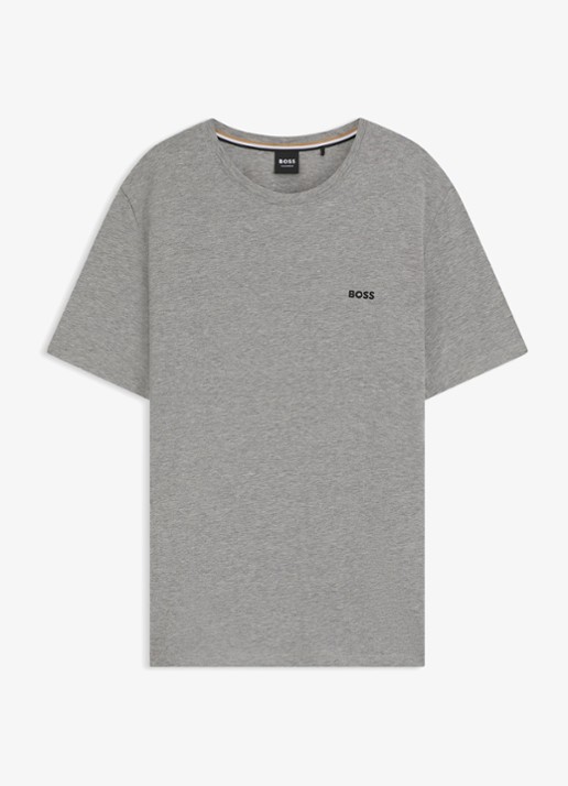 BOSS Mix&Match pyjamatop met logoborduring - voorkant 4 middengrijs