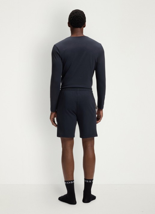 BOSS Mix&Match straight fit korte loungebroek met logo - achterkant donkerblauw