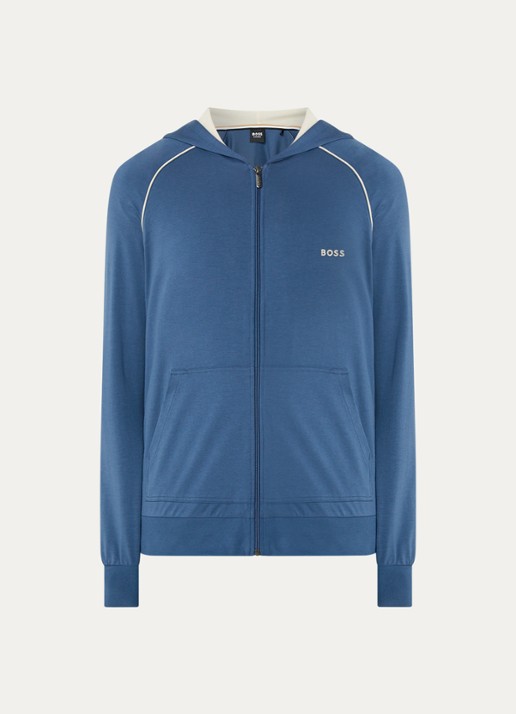 BOSS Mix&Match sweatvest met logoborduring en steekzakken - voorkant 3 medium blue-425 / blauw