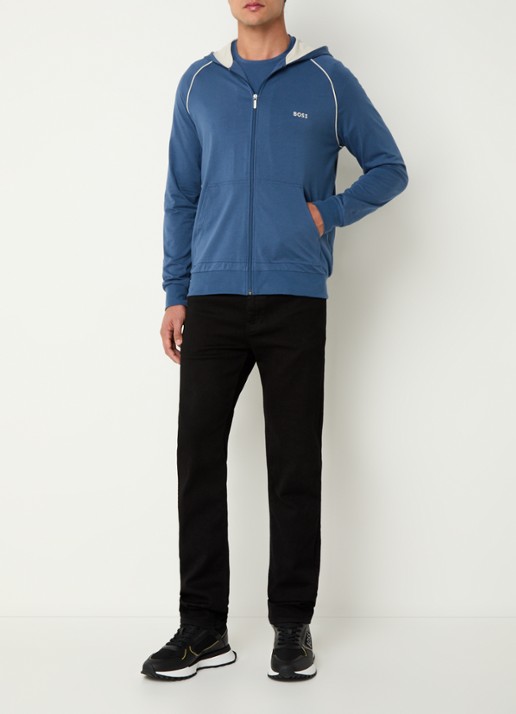 BOSS Mix&Match sweatvest met logoborduring en steekzakken - voorkant 4 medium blue-425 / blauw