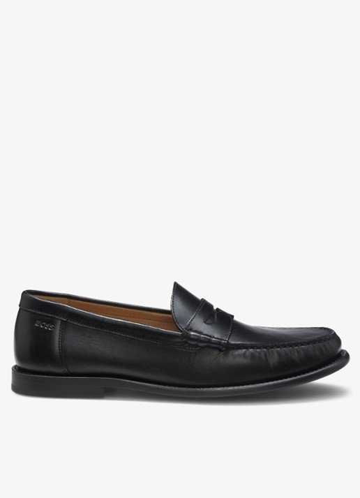 BOSS Mocassin van leer - voorkant zwart