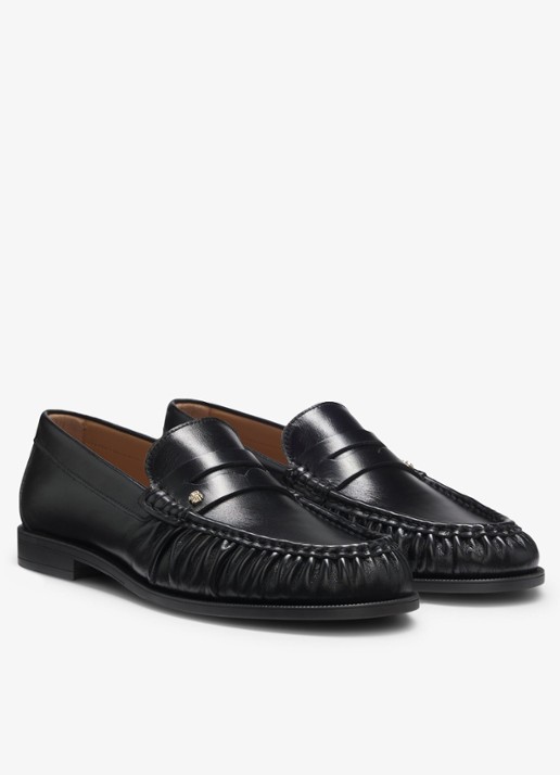 BOSS Mocassin van leer - detail 4 zwart