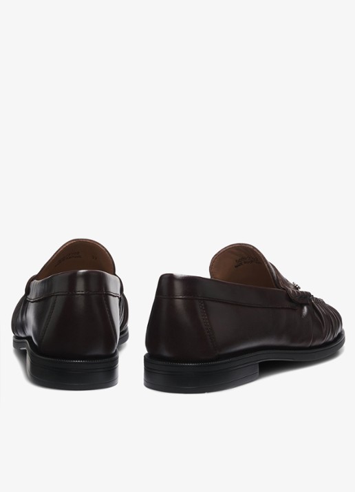 BOSS Mocassin van leer - achterkant 6 dark brown-207 / bruin