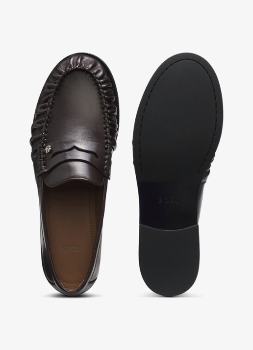 BOSS Mocassin van leer - detail 2 dark brown-207 / bruin