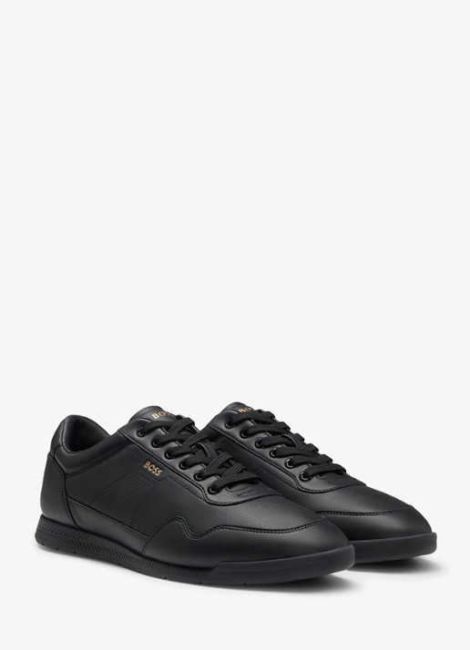 BOSS Nitan sneaker van leer - voorkant 2 zwart